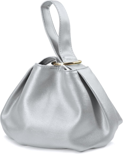 Women's Clutch Soft Vegan Leather Hobo Top Handle Bag Small Tote Purse