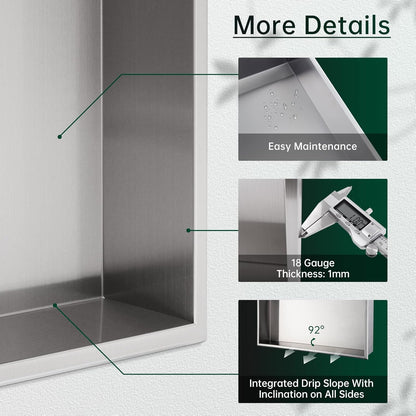 BLYLUND Shower Niche 12" x 24" NO Tile Needed,Matte Black Double Shelf Organizer, Square Corners Wall-Inserted Niche Recessed Shower Shelf Modern Soap Niche for Bathroom