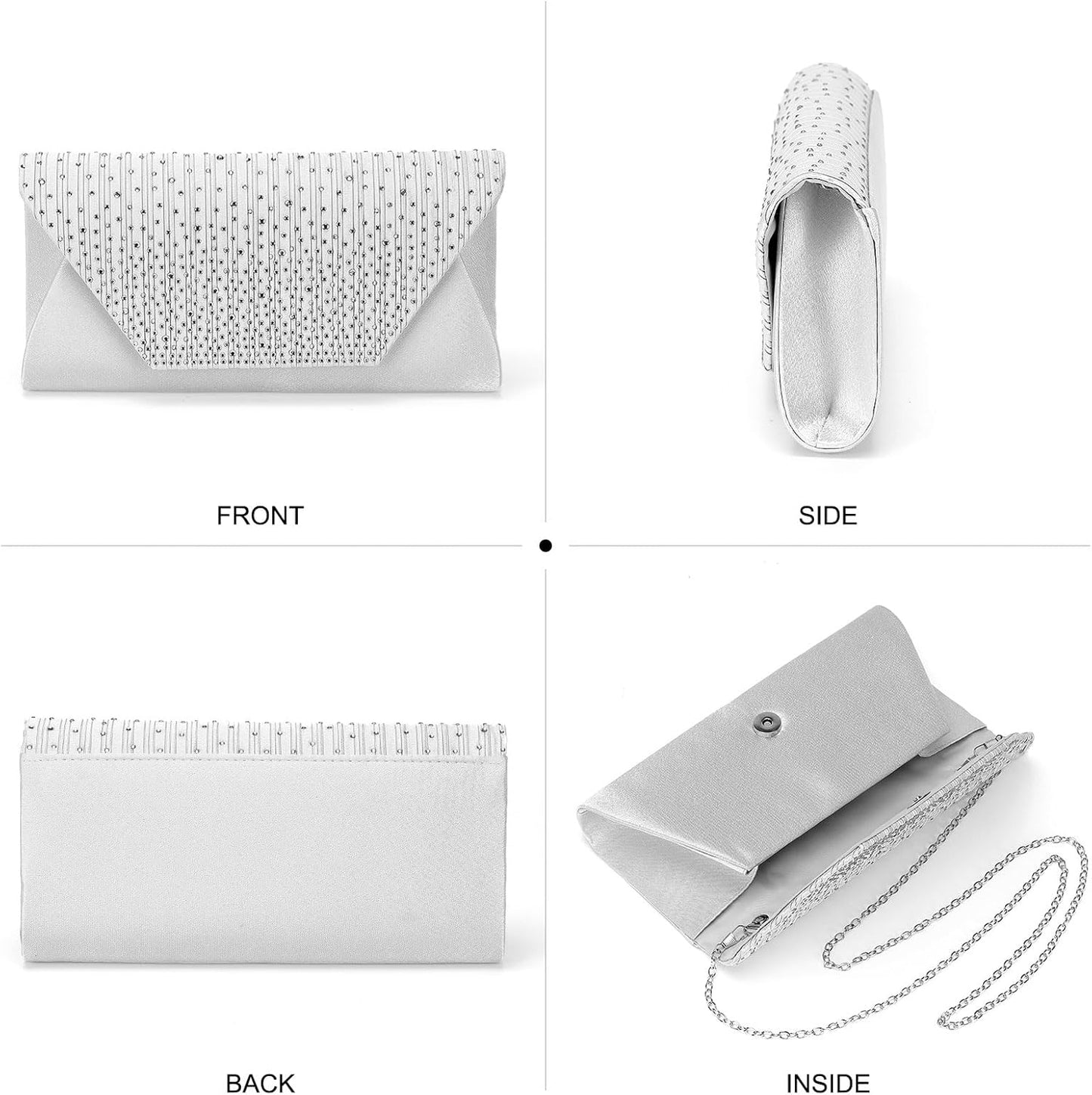 DTGN Evening Bags Clutch Purses for Women Formal, Purse Handbag Crossbody Bag Rhinestone Shoulder Bag for Wedding Party