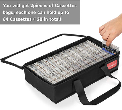 4 Pack-DVD Storage Boxes, PVC Clear Lid, DVD Case Holder Organizer with Index Labels-15.4"x 5.5"x 7.9" DVDs Storage Holder Bags for DVDs, CDs, Video Games, Books, Each Hold up to 25 DVDs Jewel Cases