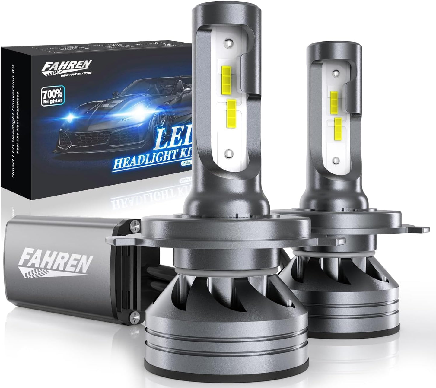 FAHREN H11 H9 LED Headlight Bulbs, 40000LM Super Bright H11 LED Bulb with Canbus Driver, 360° Adjustable Light Angle Halogen Replacement Kit, 6500K White IP68 Waterproof, Pack of 2