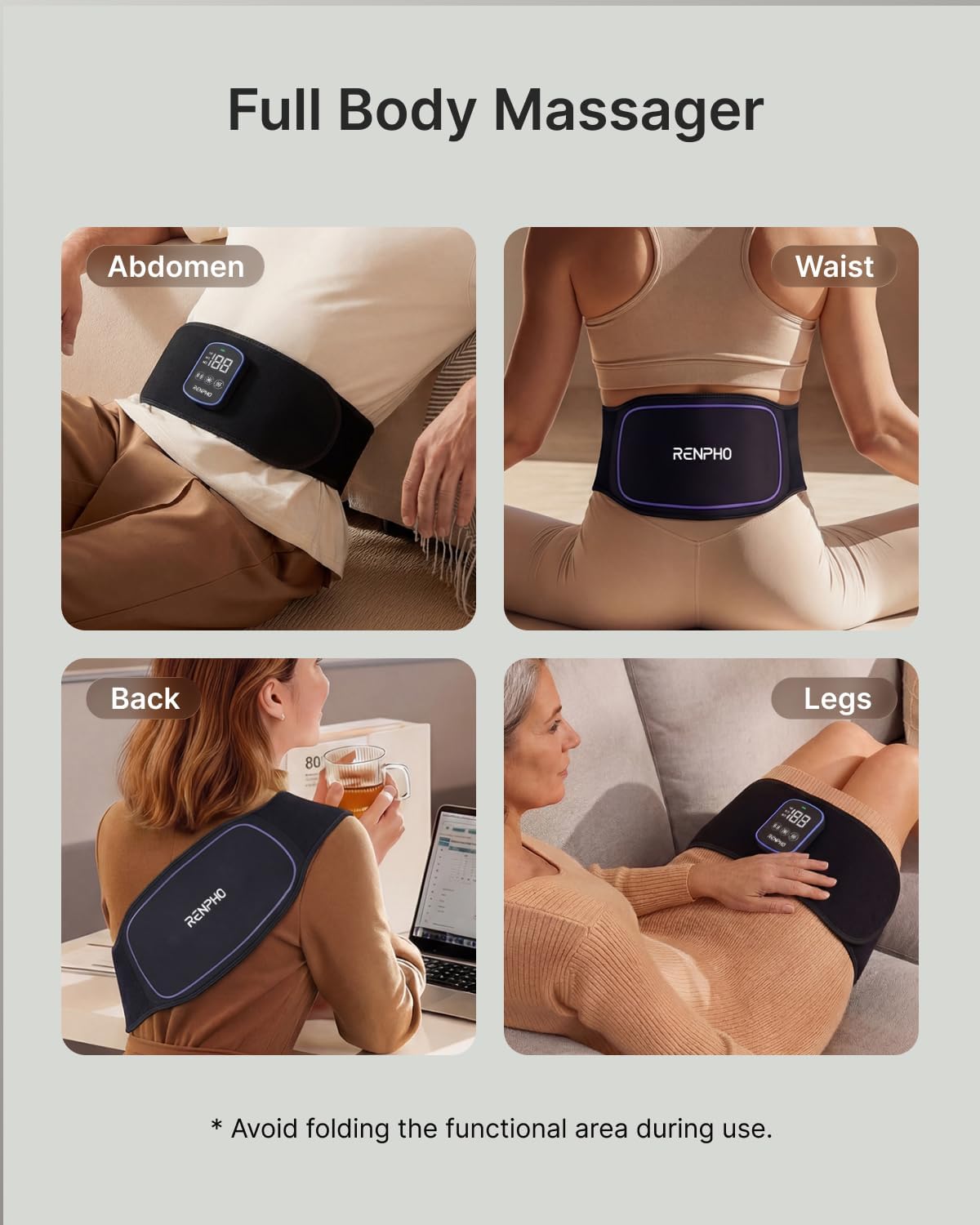 RENPHO Red Light Belt, Heating Pad Massager, Christmas Birthday Gifts Cordless Back Shoulder Waist Brace, Timer, Extension Strap, Gifts for Women Men Mom Dad Her Him
