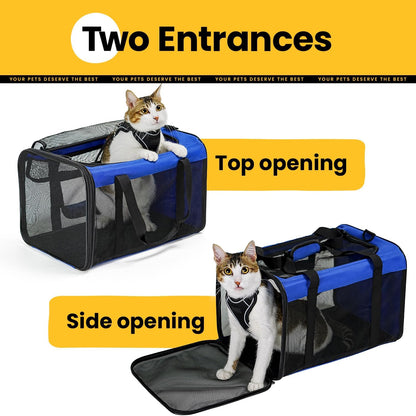 Conlun Cat Carrier Bag,Soft-Sided Pet Carriers for Dogs with 4-Sided Mesh,Airline Approved Cat Transport Carrier for Small&Medium Cats Kitten Puppy Up to 6Kg,Collapsible Cat Travel Carrier-M,Black