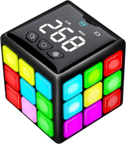 Rechargeable Game Handheld Cube for Kids – 15 Brain & Memory Games with Score Screen, Multi-Mode Puzzle Toy for Ages 6–12+, USB Charging, Black - PuriLite