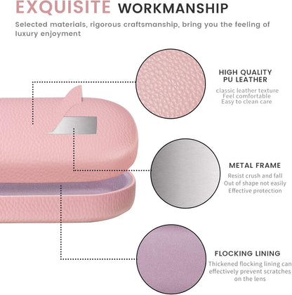 molshine Hard Shell Leather Sunglasses Case,Classic Large Glasses Case for Women Men,Sunglass Eyeglasses