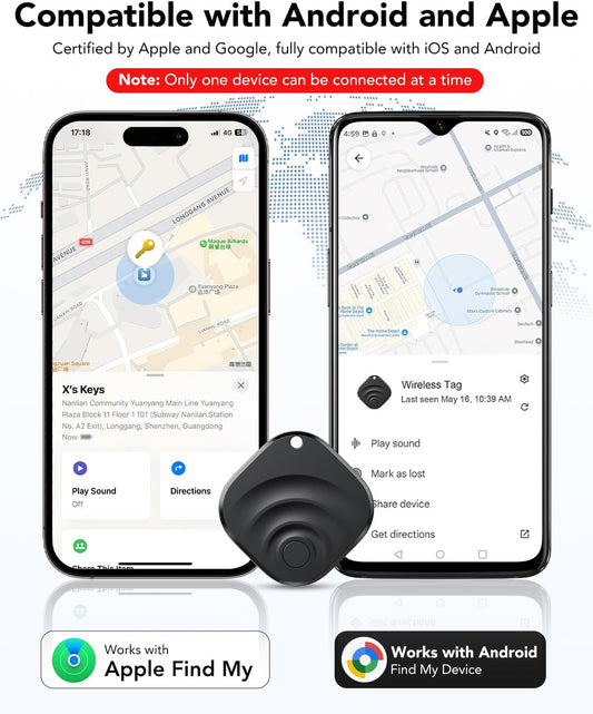 2026 Smart Tracker Tags Item Locator for Android & iOS Bluetooth Tracker Smart Tags Compatible with Apple Find My (iOS) & Google's Find Hub(Android) for Keys, Luggage, Wallet, Vehicles 4 Pack Black