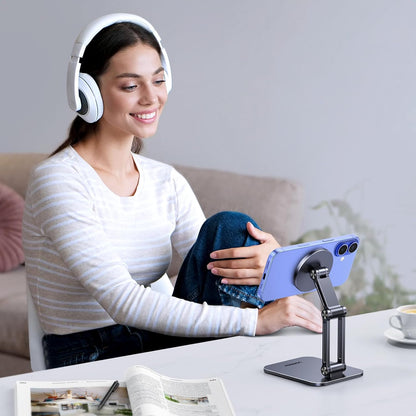 UGREEN Magnetic Phone Stand Compatible with MagSafe, Angle Adjustable Aluminum Holder for Desk, Thick Base Compatible for iPhone 16 15 14 13 12 Pro