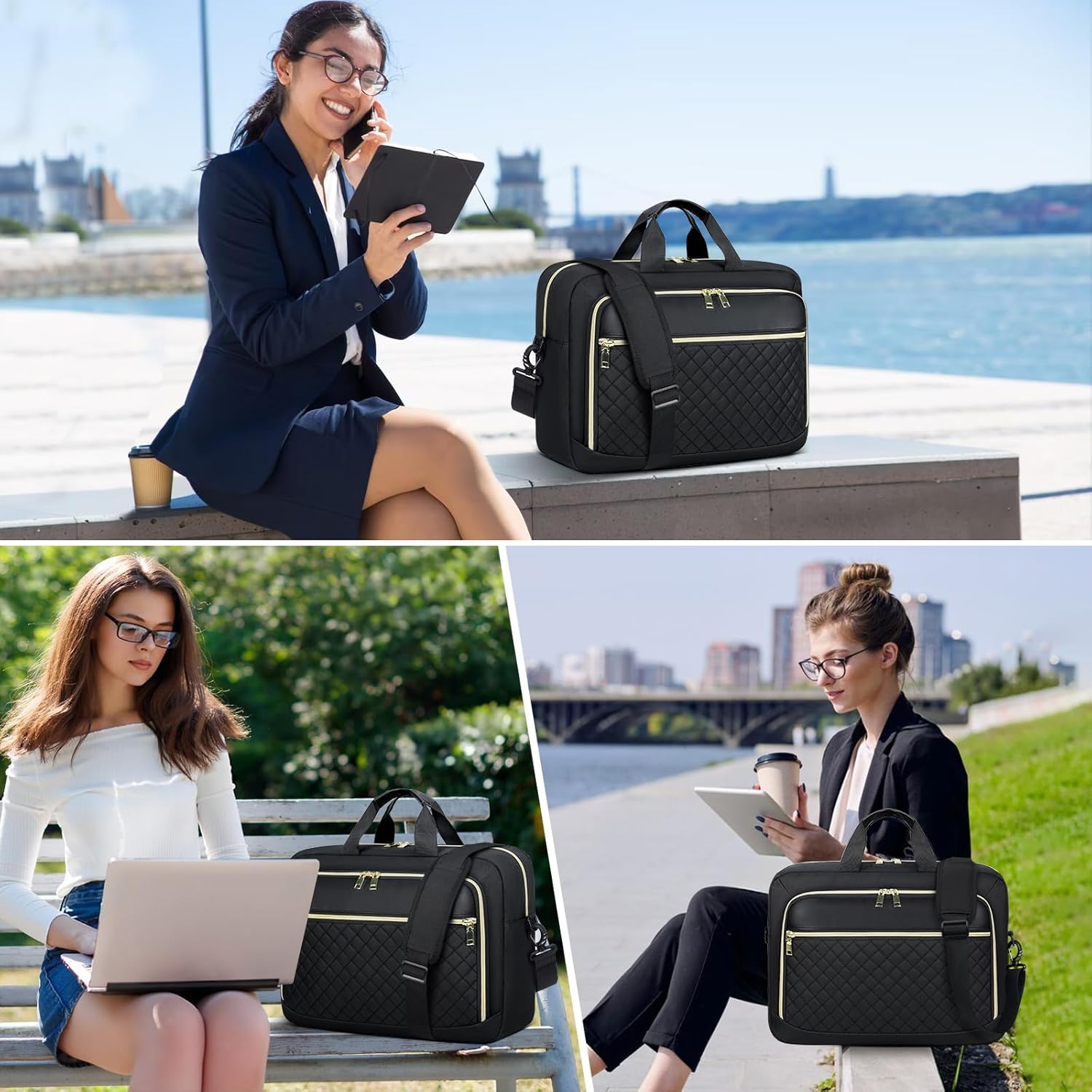 Laptop Bag 17 Inch Laptop Briefcase for Women Waterproof Computer Messenger Bag Professional Laptop Case for Business Work - PuriLite