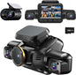 AI Dash Cam, 4 Channel Dash Cam Front and Rear, 4K Dash Camera with Driver Monitor System, Car Camera with 128GB SD Card, 360° Camera for Cars Built-in WiFi GPS, Night Vision, 24H Parking Mode V8Pro