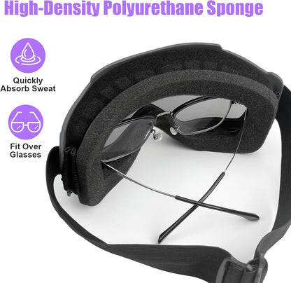 surpassme 2 Dirt Bike Goggles, UV Protection Motocross/MX Goggles Compatible Helmet, Motorcycle Ridding Goggles Fit Glasses for Men/Women