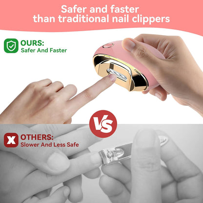 Electric Nail Clipper, Anti Splatter Rechargeable Automatic Nail Clipper Fingernail Clipper Nail Scissors Gift Fingernail Trimmer Fingernail Cutter for Children Seniors Adults