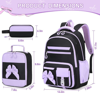 DIGOBAY Backpack for Girls, 3PCS Girls Backpack with Lunch Bag Pencil Case, Kids Backpack for Kindergarten Elementary School