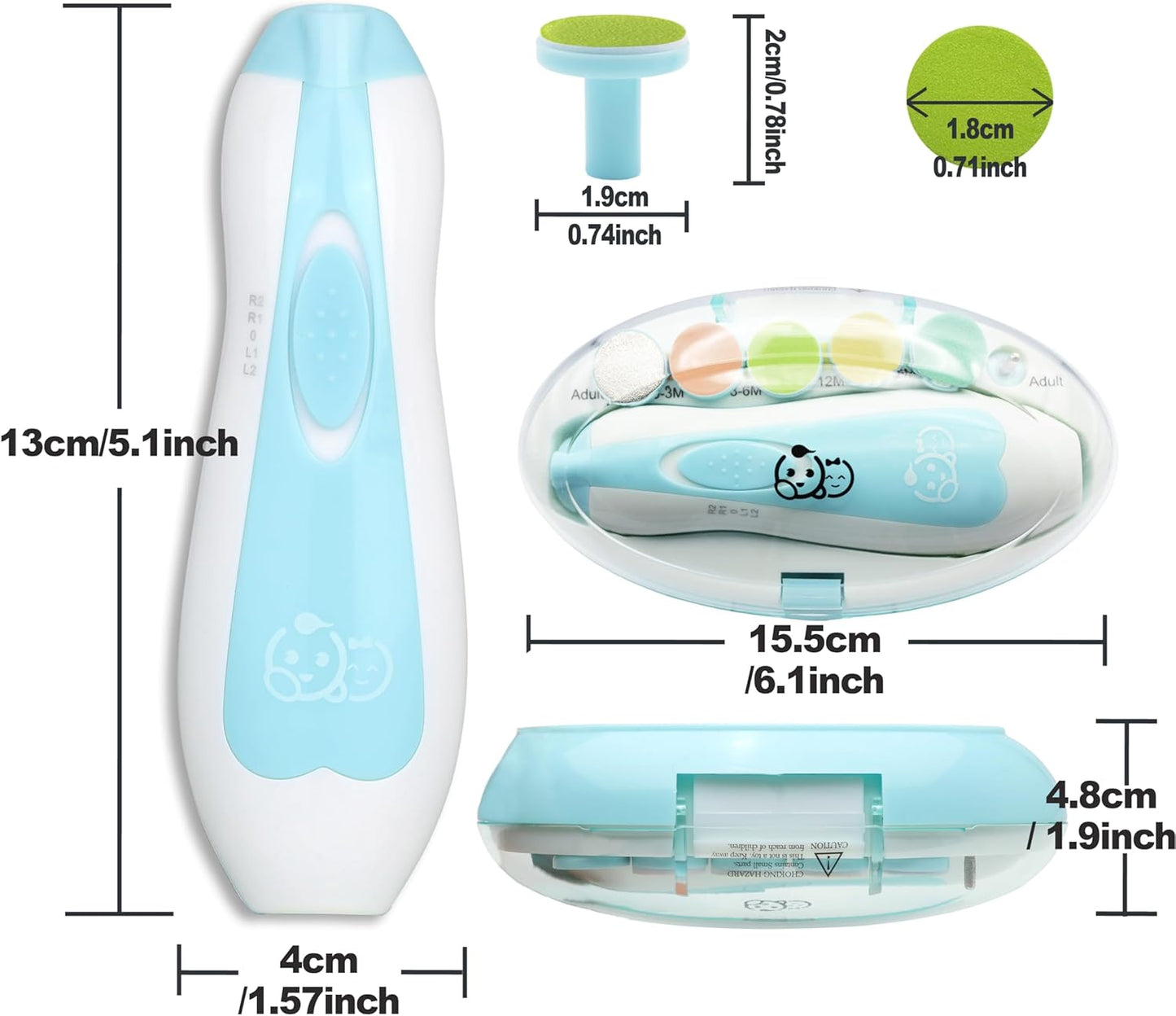 Royal Angels Rechargeable Baby Nail Clippers 20 in 1, Safe Electric Nail Trimmer, Baby Nail Kit, Additional Replacements, Newborn Toddler Toes and Fingernails, Trim and Polish (Rechargeable, Snow)