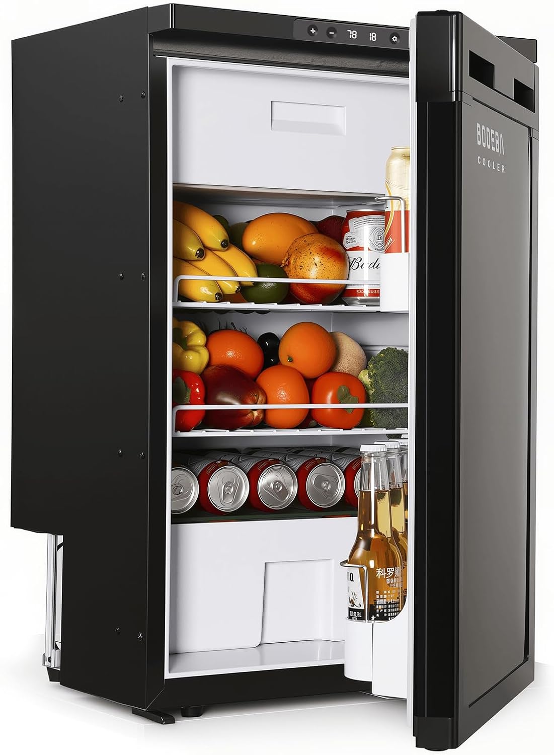 BODEGACOOLER 12V Fridge, RV Refrigerator, 12 Volt Fridge Freezer 83L, 2.9 Cu.Ft Dual Zone Car Refrigerator with Reversible Door,Lock, -4 to 46℉ APP Control Electric Cooler for Travel Outdoor Camping
