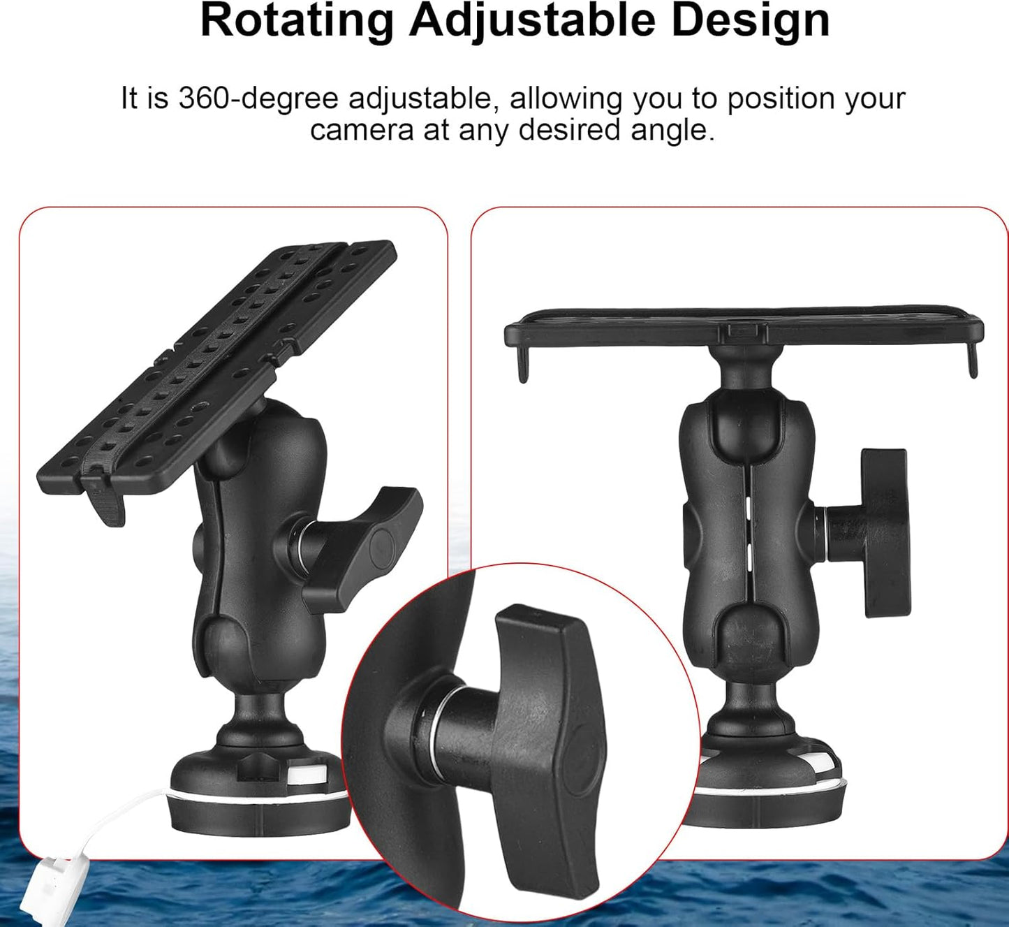 fosa Fish Finder Mount Base, Universal Fish Finder Bracket, Adjustable Kayak Electronic Holder with 360° Rotation Fishing Accessories