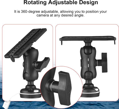 fosa Fish Finder Mount Base, Universal Fish Finder Bracket, Adjustable Kayak Electronic Holder with 360° Rotation Fishing Accessories