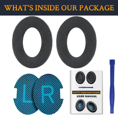 SoloWIT Earpads Cushions for Bose Headphones, Replacement Ear Pads for Bose QuietComfort 15 QC15 QC25 QC2 QC35/Ae2 Ae2i Ae2w/SoundTrue & SoundLink Around-Ear Series - QC25 PL Black&Blue