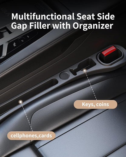 MBERFITU 2 Pack Car Seat Gap Filler Organizer, PU Leather Seat Crevice Blocker Fill The Gap Between Seat and Center Console Stop Things from Dropping (Updated Version)