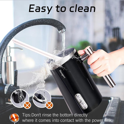 Huogary Milk Frother, 4 in 1 Milk Steamers and Frothers, 4.4oz Electric Warm and Cold Foam Maker, 10oz Milk Warmer, Auto Shut-Off Frother for Coffee, Latte, Cappuccino, Macchiato, Hot Chocolate Black