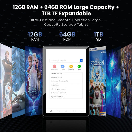 2025 Android Tablet, 10.1 Inch Android 14 Tablet Octa-Core, 12GB RAM+64GB ROM 1TB Expand, 2+8MP Camera, BT5, Tablets PC 2.4/5G WiFi 6,1080 IPS FHD Screen, Tablets Android Gifts for Men Women - PuriLite