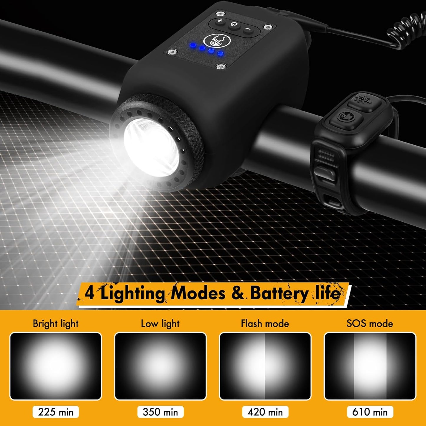 Welltop Bike Horn, 2 in 1 Electric Bike Horn Bike Light, 110 dB Bicycle Horn with 4 Light Modes & 6 Sound Modes, IPX5 Waterproof & USB Rechargeable Bike Lights for Night Riding for Adults & Kids