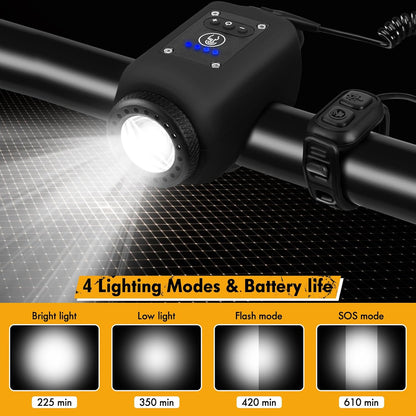 Welltop Bike Horn, 2 in 1 Electric Bike Horn Bike Light, 110 dB Bicycle Horn with 4 Light Modes & 6 Sound Modes, IPX5 Waterproof & USB Rechargeable Bike Lights for Night Riding for Adults & Kids