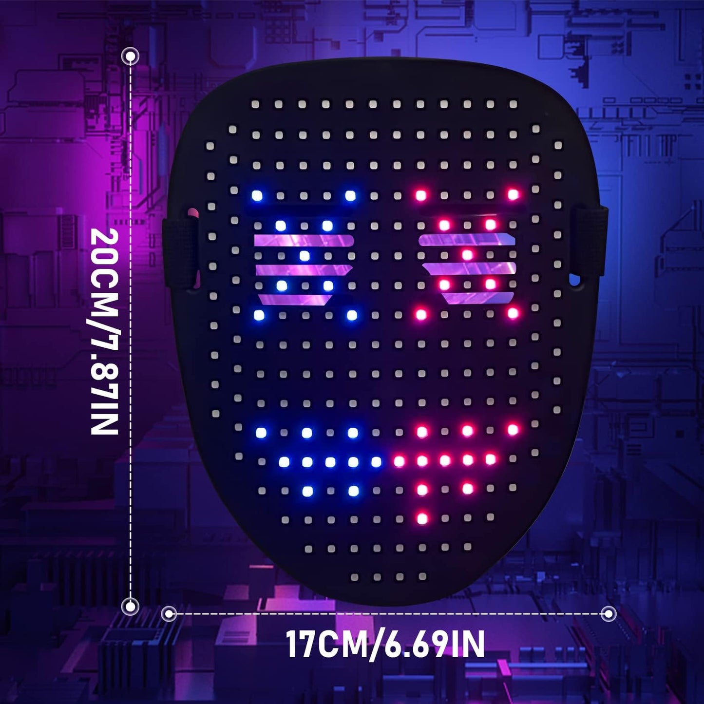 Depointer Life Led Mask with Gesture Sensing, LED Lighted Face Transforming Mask for Costume Cosplay Party Masquerade