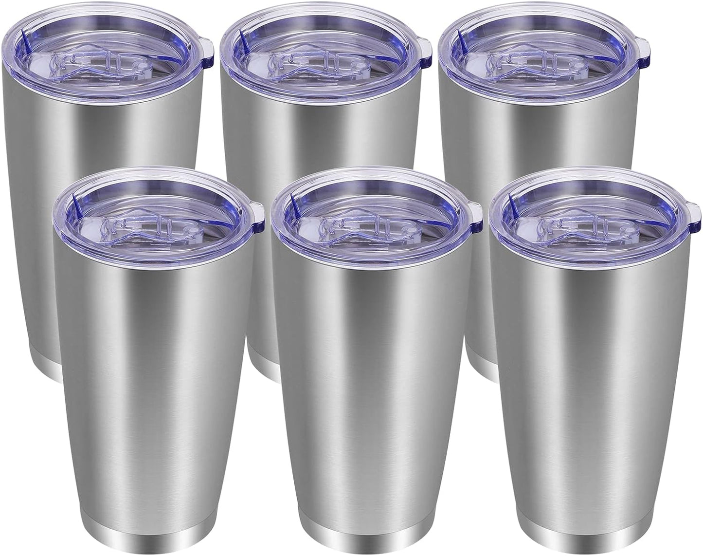 VEGOND 20oz Tumbler with Lid and Straw Stainless Steel Tumbler Cup Bulk Vacuum Insulated Double Wall Travel Coffee Mug Powder Coated Coffee Cup (Bluish Violet 6 Pack)