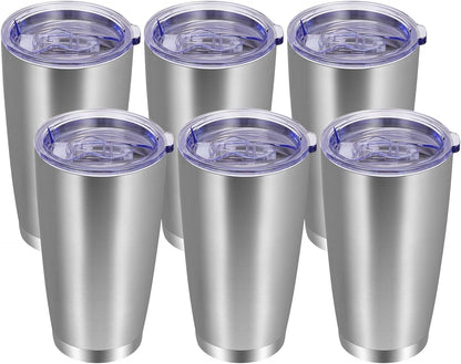 VEGOND 20oz Tumbler with Lid and Straw Stainless Steel Tumbler Cup Bulk Vacuum Insulated Double Wall Travel Coffee Mug Powder Coated Coffee Cup (Bluish Violet 6 Pack)
