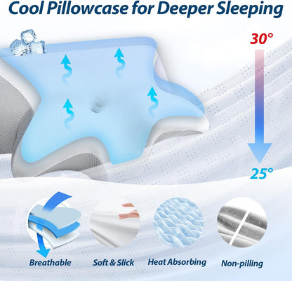 HOMCA Memory Foam Pillow, 2 in 1 Cervical Pillow for Neck Pain Relief, Ergonomic Neck Support Pillows for Side Back Stomach Sleepers with Breathable Pillowcase (Gray)