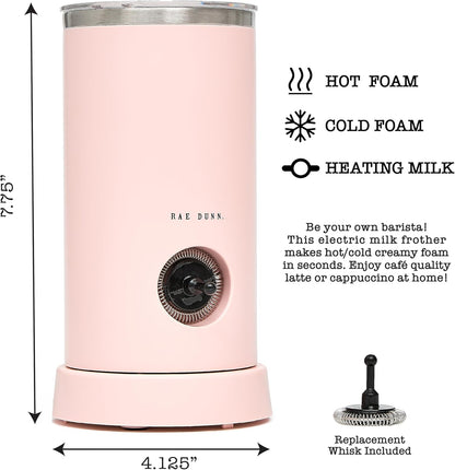 Rae Dunn - Electric Milk Frother - Elegant Automatic Milk Steamer and Frother, Milk Warmer, Hot and Cold Frothing Machine for Coffee, Latte, Cappuccino, Macchiato,