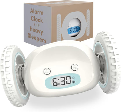 CLOCKY Extra Super Loud Alarm Clock for Heavy Sleepers Adults Kids Teens Bedroom, Move Jump Roll Run Away Easy to Set Smart Digital Alarm Clock Funny Gag Gift (Chrome)