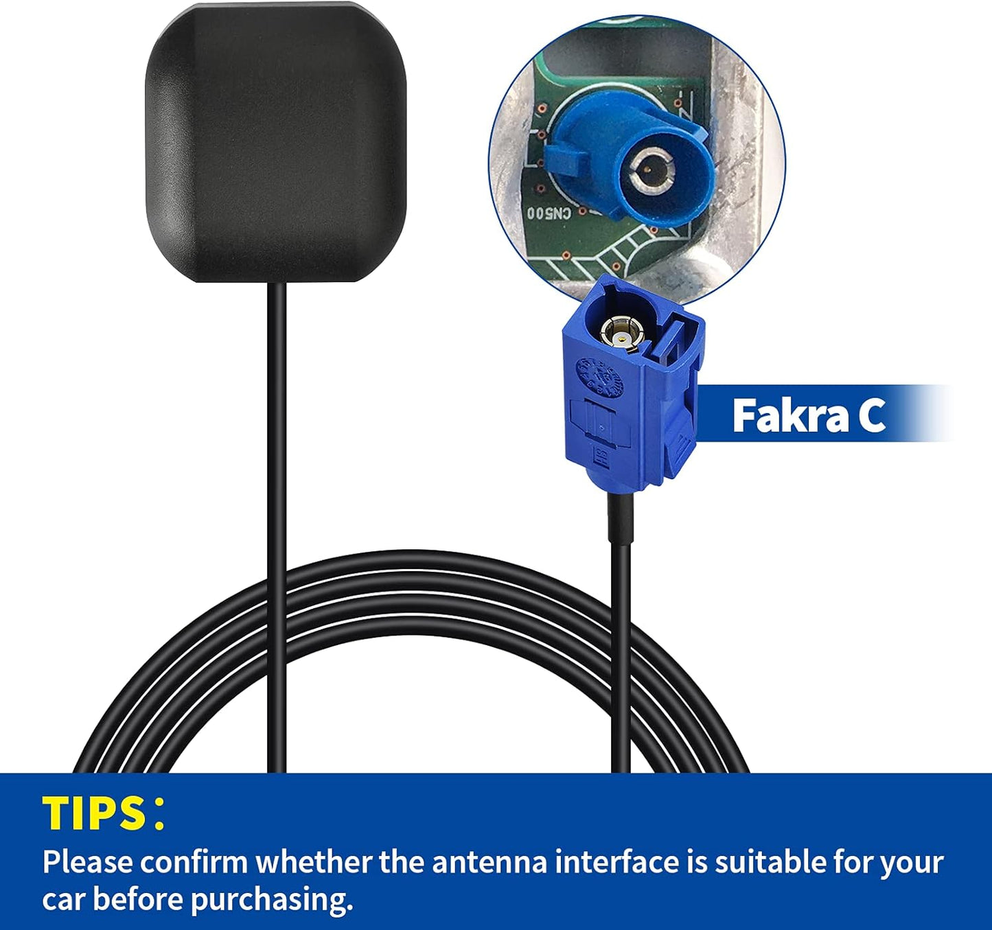 Bingfu Vehicle GPS Navigation Antenna Active GPS Antenna with Fakra C Right Angle Connector Compatible with Car Truck GPS Navigation Receiver System Factory DVD Stereo Head Unit