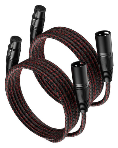VANDESAIL XLR Cables 25ft 2 Pack, Durable Nylon Braided XLR Microphone Cable, Mic Cable, Shielded and Fully Balanced OFC Male to Female Cord for Recording Mixer Amplifie Speaker Black White