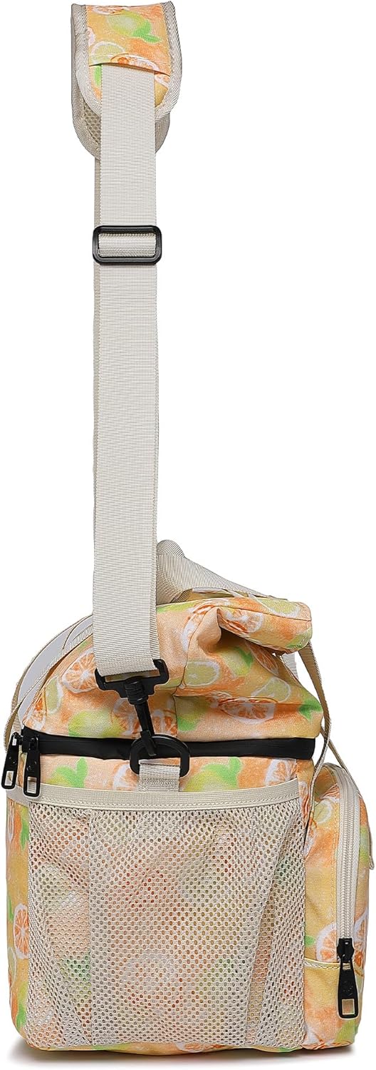 SUNNY BIRD Dual Compartment Lunch Bag Insulated Lunch Box for Women and Men (Green with Boho Strap)