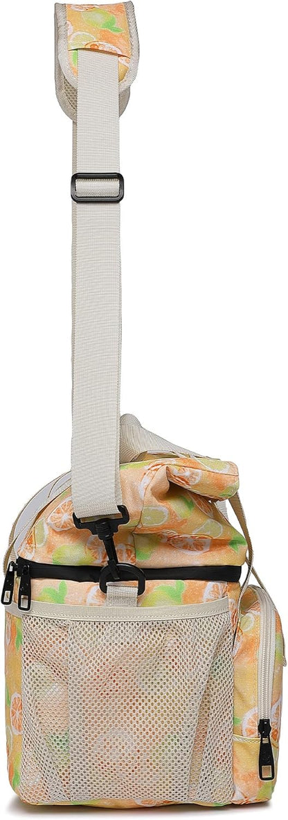 SUNNY BIRD Dual Compartment Lunch Bag Insulated Lunch Box for Women and Men (Green with Boho Strap)