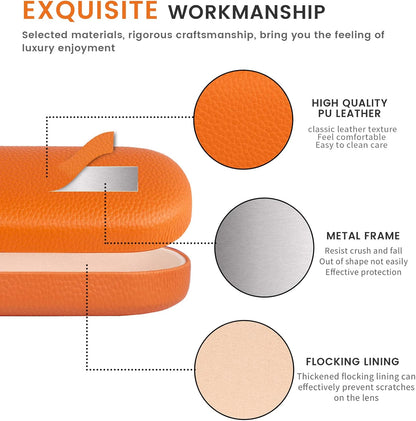 molshine Hard Shell Leather Sunglasses Case,Classic Large Glasses Case for Women Men,Sunglass Eyeglasses