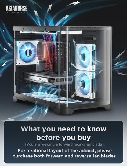 AsiaHorse AMICI-5GT RGB PC Fans, Infinity Mirror ARGB Fans HDB Bearing Fan Speeds Up to 1800 RPM with 24 LED Lights, Forward Blade Fan Compatible Motherboard Aura SYNC (Reverse Blade, 3_Pack_Black)
