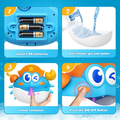Bath Toys for Toddlers 1-3, vicia Bath Bubble Machine for Kids Age 3-5 Crab Bubble Bath Toys with Music & Light for 1 2 3 4 5 Year Old Boys Girls Light-Up Bathtub Toys for Babies Gifts