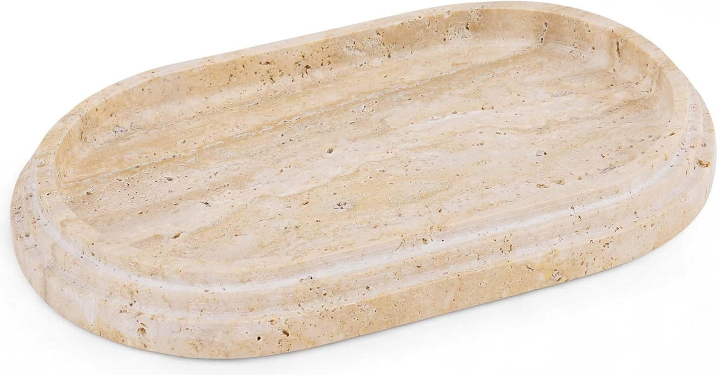 Marble Vanity Tray | Decorative Oval Tray | Bathroom Organizer Tray | Jewelry and Perfume Tray | Home Decor Catchall Tray - PuriLite
