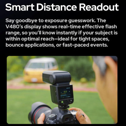 Godox V480 C V480-C TTL Flash for Canon Cameras, GN50 1/8000 HSS, 650 Full Power Flash, 1.7s Recycle Time, 2.4G Wireless, Built-in Modeling Light, 7.2V/2200mAh Li-ion Battery Touchscreen Speedlight