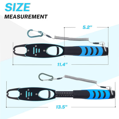 Night Cat Fish Lip Gripper with Scale 2 in 1 Aluminum Alloy Fish Lip Grabber Professional Fishing Lip Gripper Tool Kit for Men