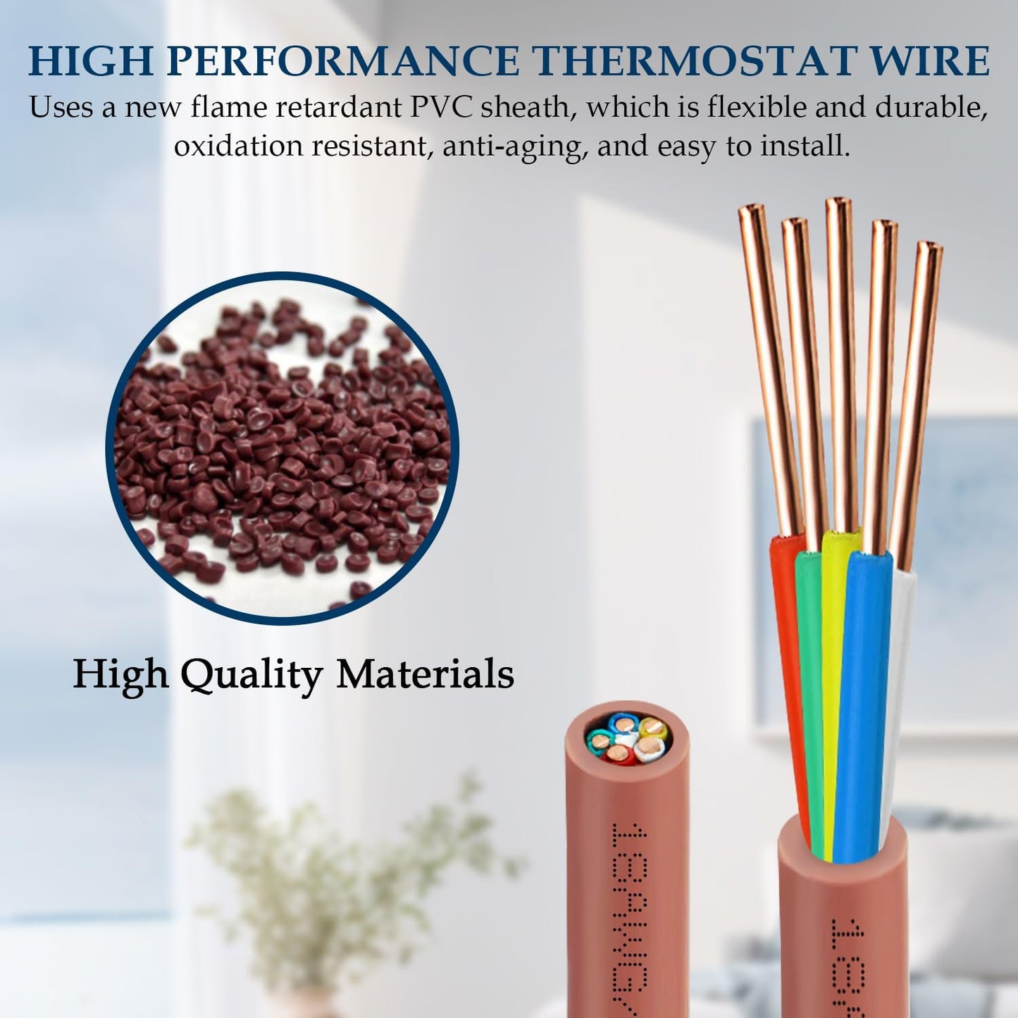 XRDS -RF 18/5 Thermostat Wire - 75 Feet, 5 Conductor Thermostat Cable for HVAC Heating and Cooling - 18 AWG Copper Wire