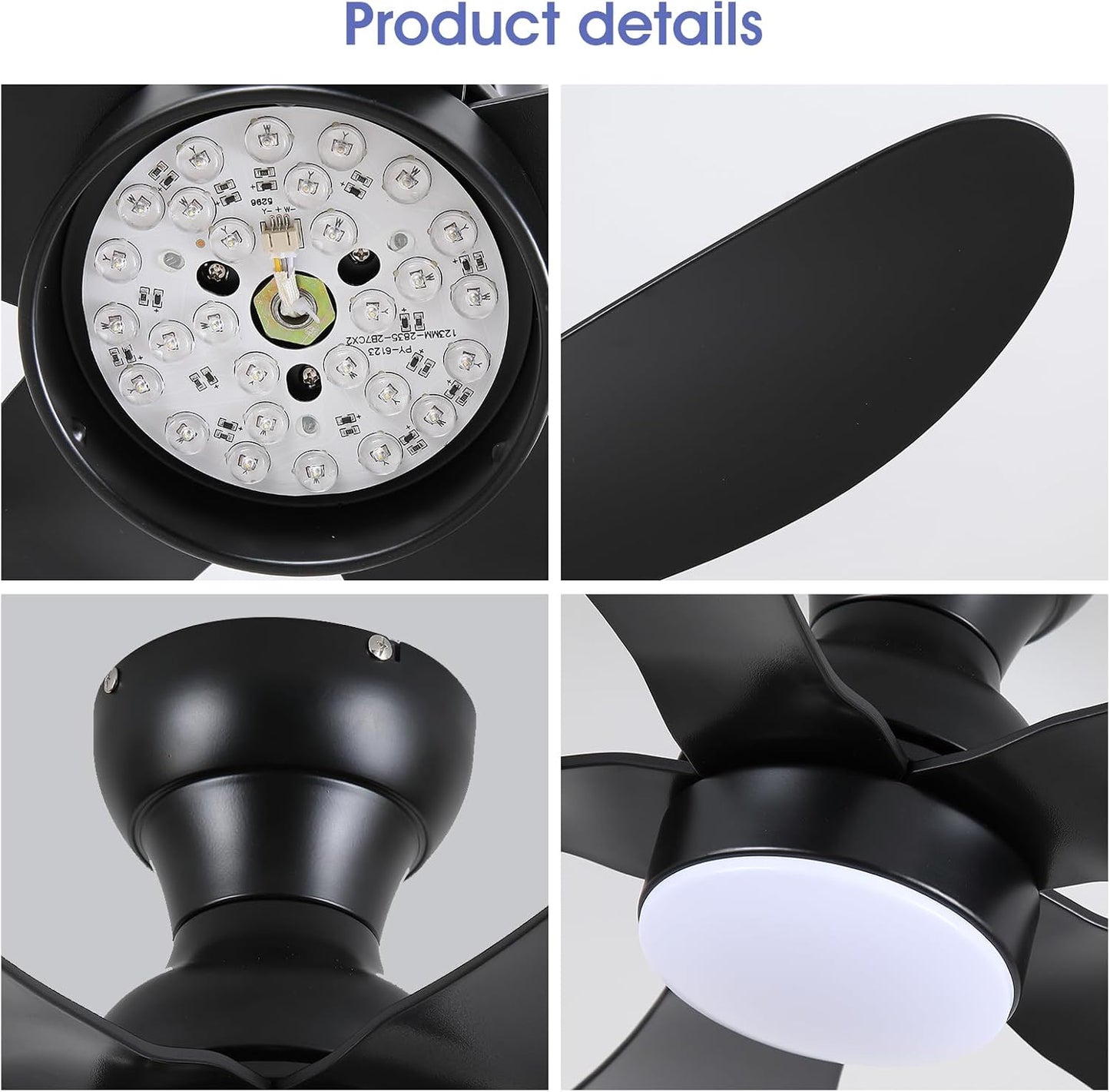 Modern Ceiling Fans with Lights Remote/APP Control, 29" Flush Mount Ceiling Fans with 3 CCT Dimmable Lights, Low Profile Ceiling Fans with 5 Propeller Blades LED Lights for Kids Room Bedroom, Brown - PuriLite