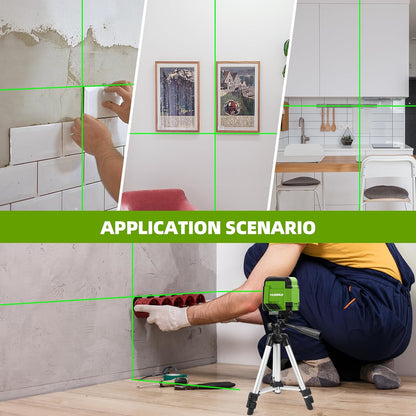 Huepar Green Cross Line Laser Level with 40in Tripod, Self-Leveling Within 4 Indoor Laser Leveler Tool, 100Ft Max Working Range in Low Light, for Picture Hanging, Tile Installation, Home Renovation
