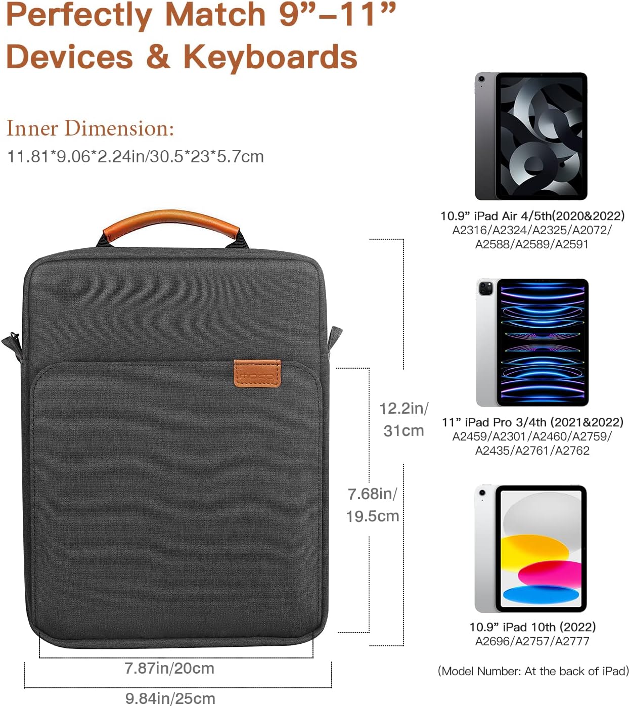 MoKo 13.3-14 Inch Laptop Sleeve Bag Fits MacBook Pro M3/M2 14" 2023, MacBook Pro 13" M2, New MacBook Air 13.6" M3/M2 2024/2022,Tab S8 Ultra 14.6",Handle Carrying Case with Shoulder Strap, Black & Gray - PuriLite