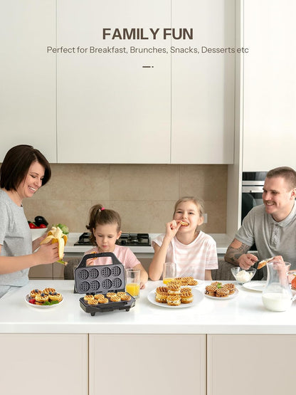 Waffle Maker, Reemix Multi Mini Waffle Iron Bake 8 x 1.8 Inch Small Waffles, Nonstick Waffle Iron with Quick Heat-Up, Simple & Easy Tiny Chaffle Baker for Home & Restaurants, Small Bites for Kids - PuriLite