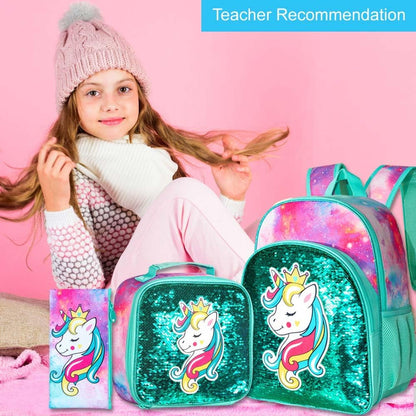 3pcs Backpack for Boys and Girls, 16” Kids Kindergarten Bookbag with Lunch Box, Cute Elementary Backpacks for Boy Girl