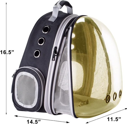 WEVONIGU Front Expandable Cat Backpack Carrier,Fit up to 16 lbs,Pet Carrier Backpack,Space Capsule Astronaut Bubble Window Bag,Cats and Puppies,Airline-Approved,Designed for Travel,Hiking,Walking - PuriLite