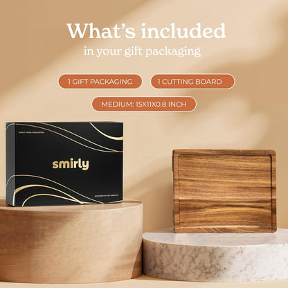 SMIRLY Wood Cutting Boards For Kitchen Meal Prep & Serving, Bamboo Cutting Board Set, Charcuterie Chopping Boards and Wooden Cutting Boards for Kitchen